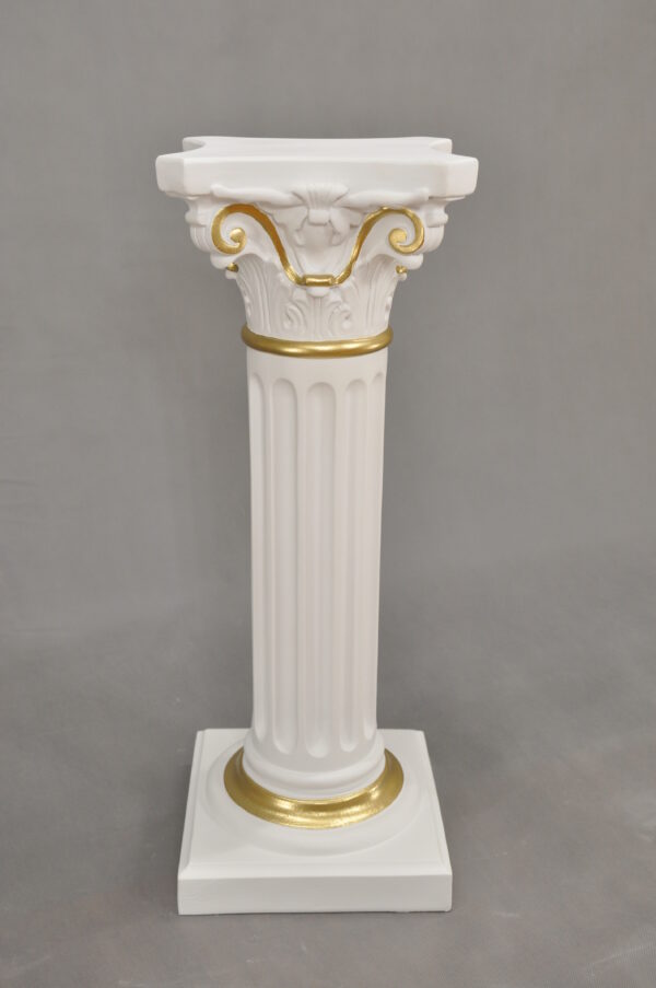 Weiße Säule mit goldenem Besatz 76 cm