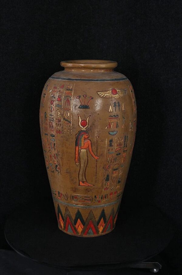 Wunderschöne, große ägyptische Vase mit Hieroglyphen 64 cm