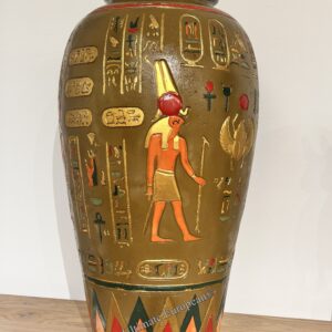 Wunderschöne, große ägyptische Vase mit Hieroglyphen 64 cm